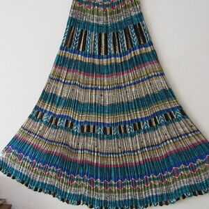 Crinkle Broomstick Colorful 3 tier Women skirt by Circle T Vintage